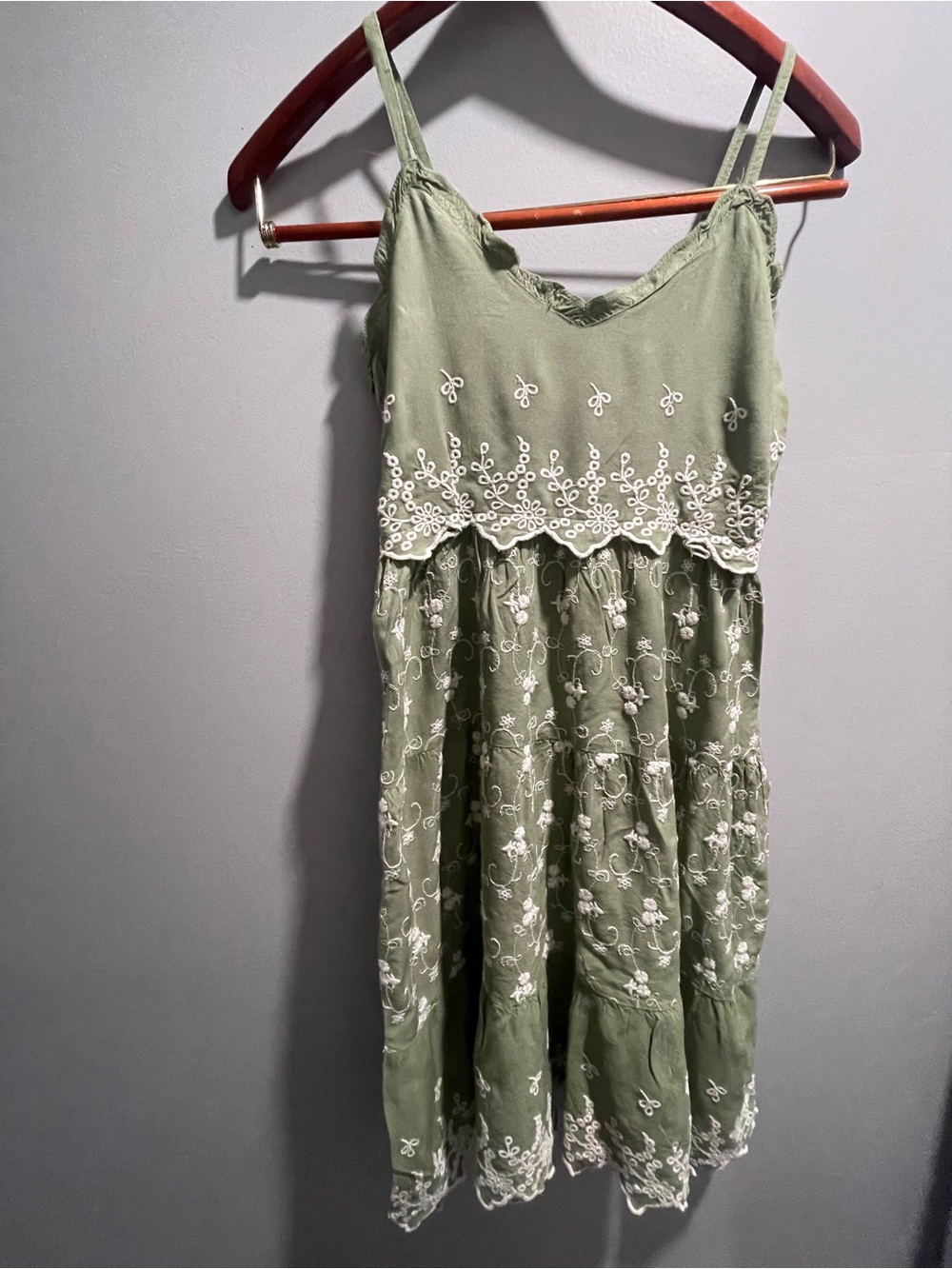 Jessica Simpson Olive Green Smocked Waist Rayon Top